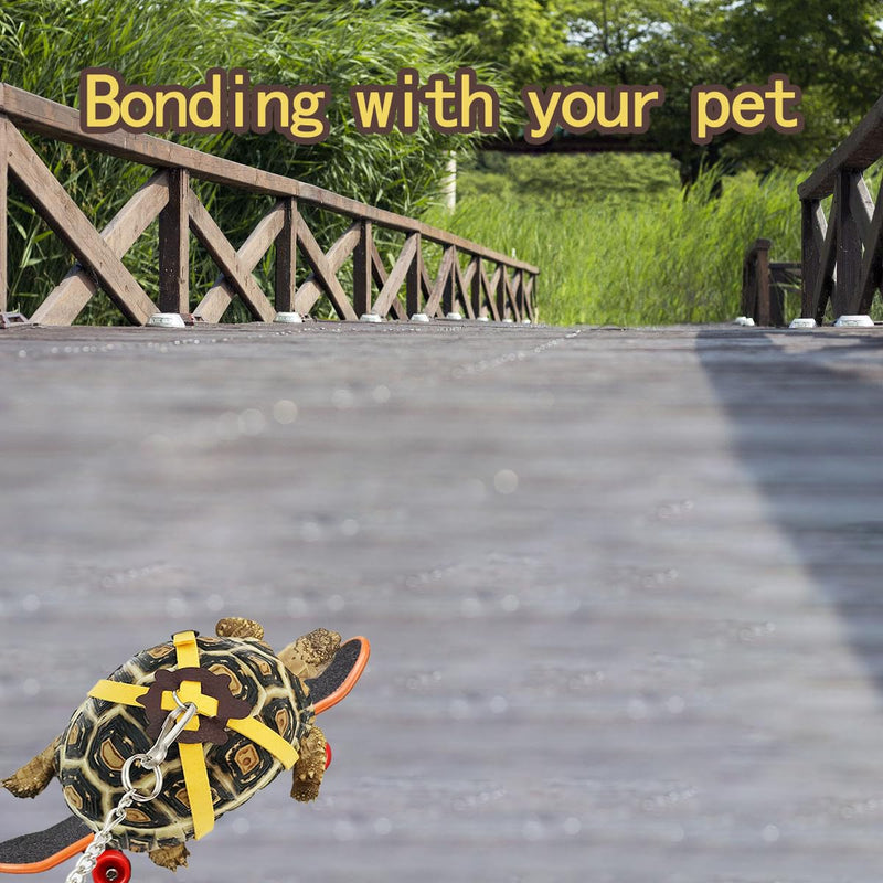 Turtles Playing and Training Toys Set, 1 Adjustable Tortoise Leash 2 Reptile Skateboards 2 Treat Ball, Turtle Fast Skate Accessory Funny Pet Mini Walking Skateboards for Parrot(Yellow Small) Yellow Small - PawsPlanet Australia