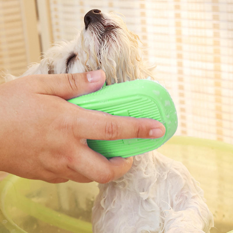 Dog Bath Brush, Pet Silicone Shampoo Brush, Rubber Shower Wash Curry Brush for Short Long Haired Dogs Cats Shedding Grooming and Massage, Pet Rubber Brush Removes Loose & Shed Fur Green - PawsPlanet Australia