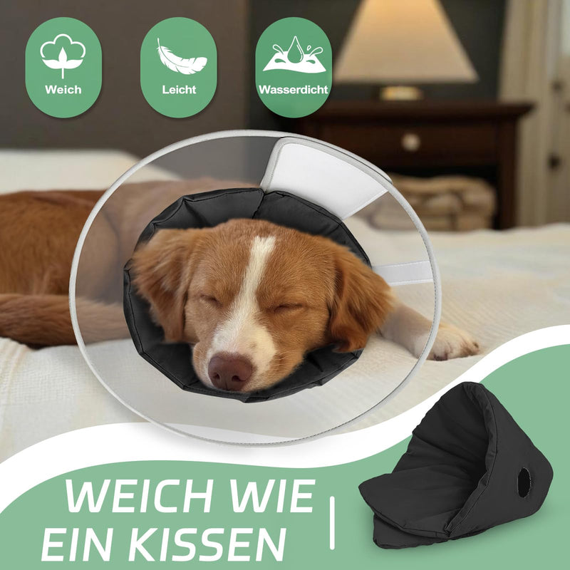 Supet Dog Collar After Surgery with Soft Padding, Transparent Recovery Collar for Large, Medium and Small Dogs After Castration, for Wounds and Skin Care (Black, XL) deep black
