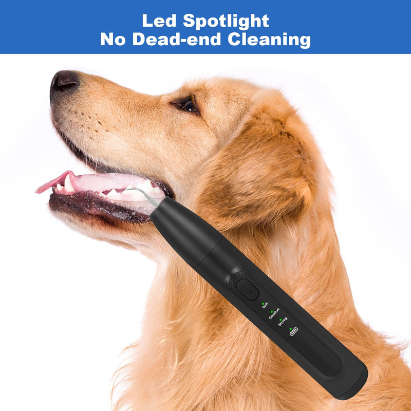 Dog Tooth Brushing Kit,Dogs Teeth Cleaning Kit with Light,3 Modes Doggie Plaque and Tartar Remover for Teeth,Low Noise Dog Teeth Cleaner and Dental Care,Black - PawsPlanet Australia