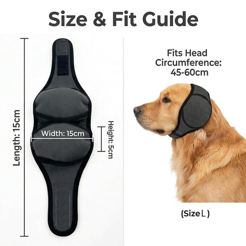 Ear Protection for Dogs, Earmuffs, Dog Noise Protection for Dogs, Hearing Protection, Dogs, New Year's Eve with Sound Insulation, Adjustable Fit, Soothing, Anxiety Relief (Black/L) L