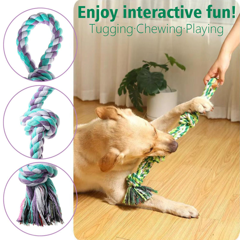 Dog Rope Toys 2 Pcs Indestructible Dog Toys, Dog Chew Toys for Aggressive Chewers, Tough Puppy Teething Chew Toys for Boredom, Dental Cleaning Tug of War Dog Toy, Great for Small to Large Breed Pink & Purple