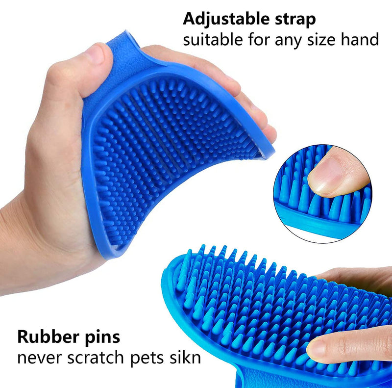 2 Pack Dog Grooming Brush - Dog Cat Bath Soothing Massage Rubber Brush - Pet Bath Brush with Adjustable Ring Handle Suitable for Long Short Haired Pet, Green - PawsPlanet Australia