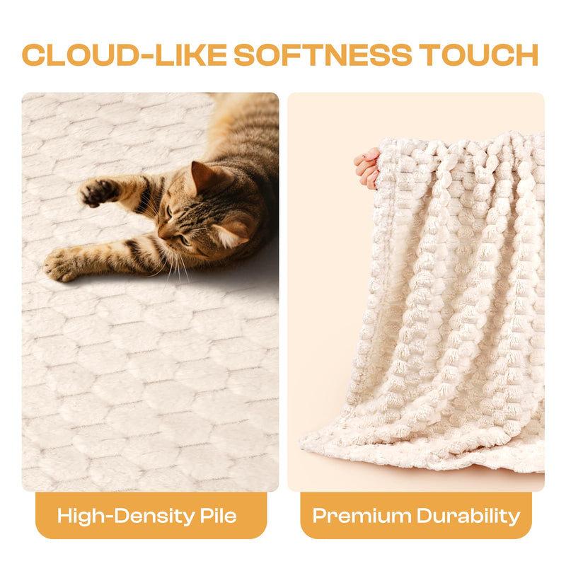 Luciphia 300GSM Fleece Dog Blanket for Small Medium Large Dogs 3D Jacquard 1 Pack 3 Flannel Puppy Cat Pet Throw Blankets Soft Washable Decorative Furniture Protect Pcs3-Grey/White/Pink, M(30''x20'') M(30''x20'') - PawsPlanet Australia