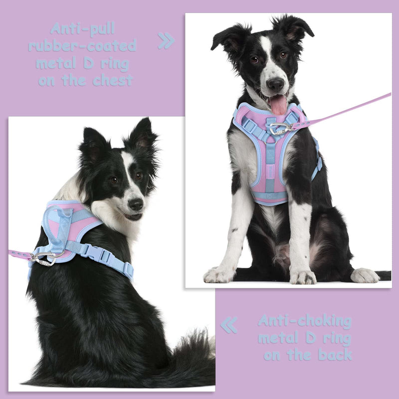 Wolfone No Pull Dog Harness Adjustable Soft Padded Pet Vest with Control Handle Adorable Daily Harness for Dogs（Sweet Lilac M） {M} Neck：14”-20”, Chest：18”-24” Sweet Lilac - PawsPlanet Australia