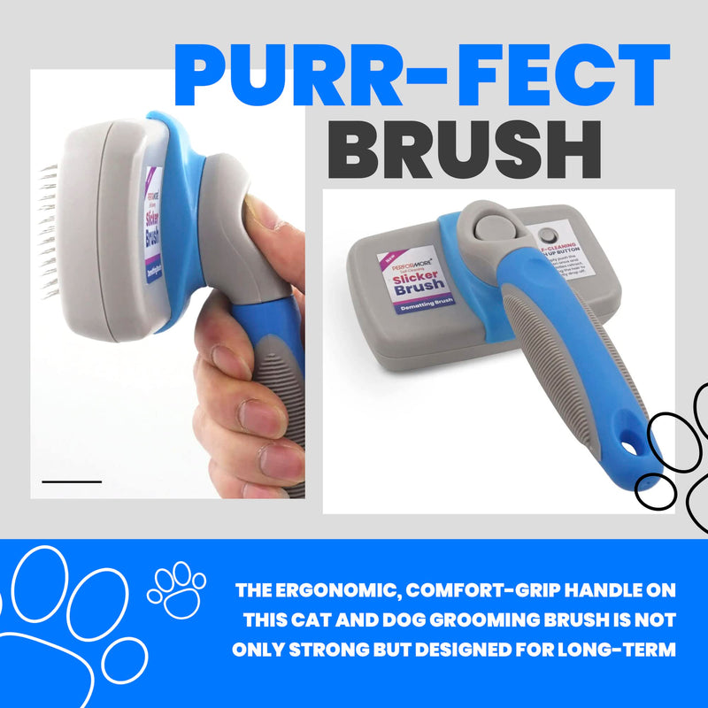 Performore Pet Grooming Brush, Self Cleaning Slicker Brush with Stainless Steel Wire Bristles for Dogs and Cats, Shedding Grooming Tools for Fur Pets Hair Brush - PawsPlanet Australia