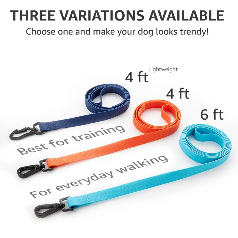 Heavy Duty Dog Leash 4 & 6 FT with Comfortable Handle Lightweight Waterproof Lead with Durable Clip Strong PVC Coating for Small Medium Large Dogs (4 ft Regular) - PawsPlanet Australia