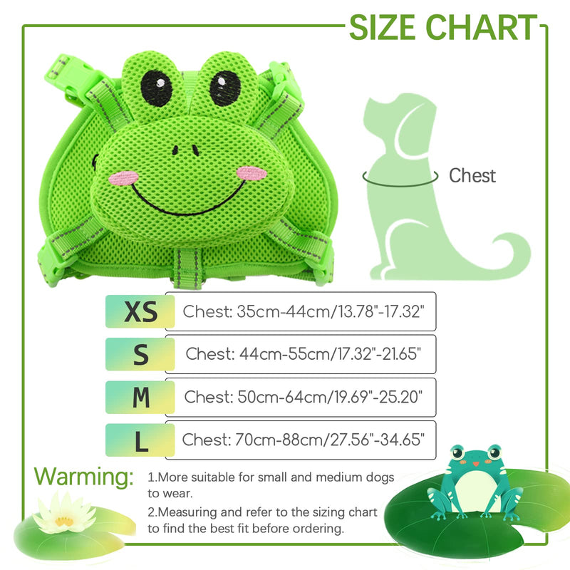 IDOMIK Dog Backpack Harness, No-Pull Dog Backpack with D-Ring for Small Medium Dogs, Cute Self Carrier Backpack for Dogs to Wear, Adjustable Dog Harness Backpack for Traveling Camping Hiking, Frog, S Green Frog - PawsPlanet Australia
