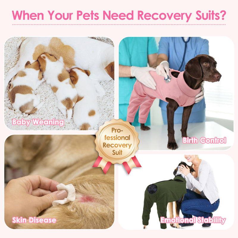 KOESON Dog Recovery Suit Hind Leg, Recovery Sleeve for Female Male Dogs, Pet Leg Sleeve to Stop Licking, Pet Rear Leg Wound Cover, Dog Spay Onesie for Wound Heal Care XX-Large Pink