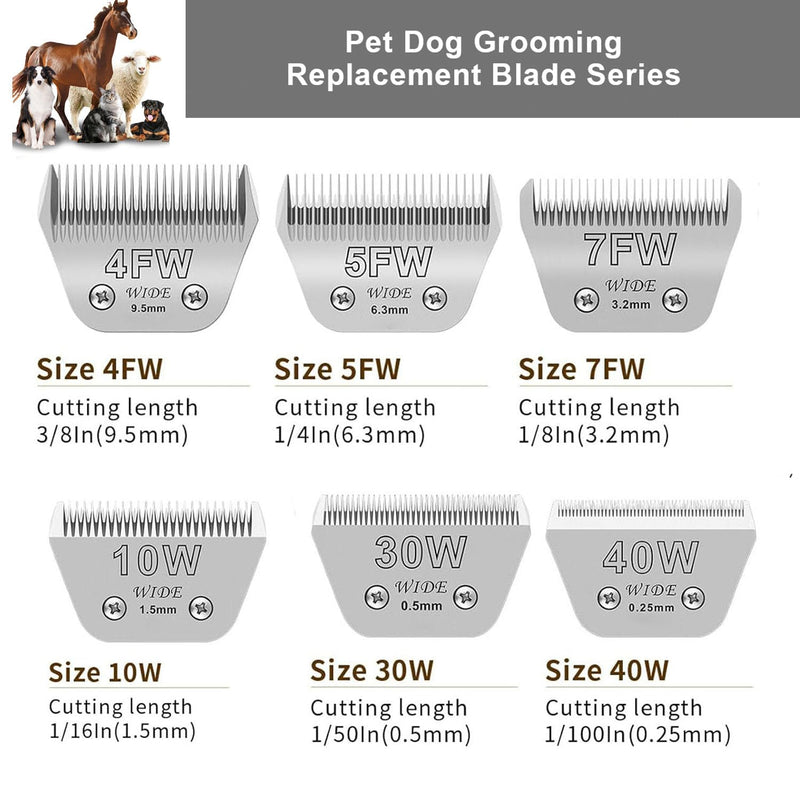 2PCS 30W Wide Blades for Dog Grooming Blades Compatible with Andis,Oster A5,Wahl km10 Dog Clippers,Size-#30W, 1/50 Inch Cut Length (0.5mm) (2pcs #30W) 2pcs #30W(0.5mm) - PawsPlanet Australia