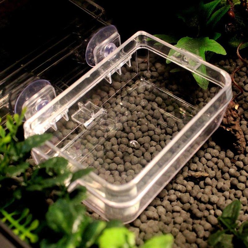 Reptiles Feeder, Amphibians Reptiles Anti-Escape Food Bowl Transparent Suction Cup Worm Feeding Basin for Gecko Snakes Iguana Lizard