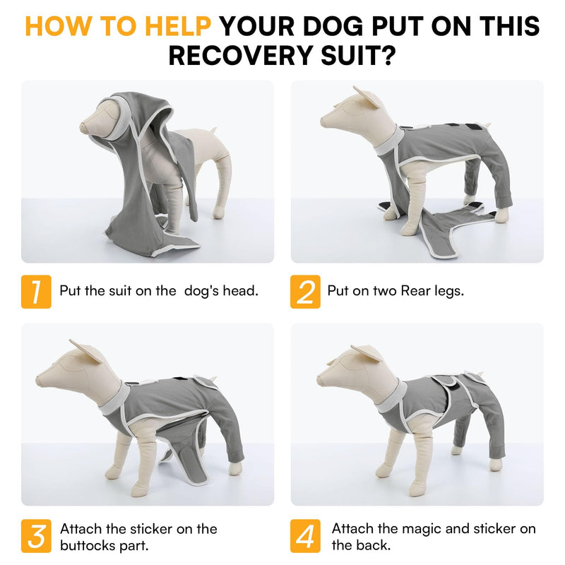 Queenmore Dog Recovery Suit for Rear Legs, Soft Comfortable Dog Shirt to Prevent Licking, Recovery Suit for Dogs, Back Leg Wound Protection After Surgery, Grey XL X-Large