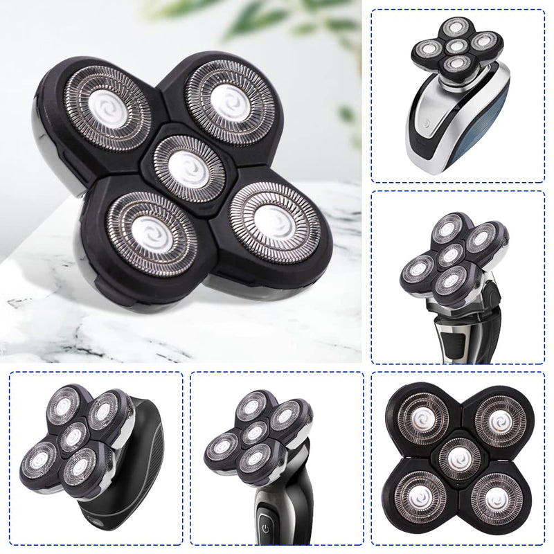 5 Head Shaver Heads, 2PCS Shaver Blade Heads Shaver Replacement for Electric Razor Shaving Bald Tool, Head and Face Electric Razor Shaver Head, Not Fit for Remington Razors and Skull Rotary Razors Black - PawsPlanet Australia