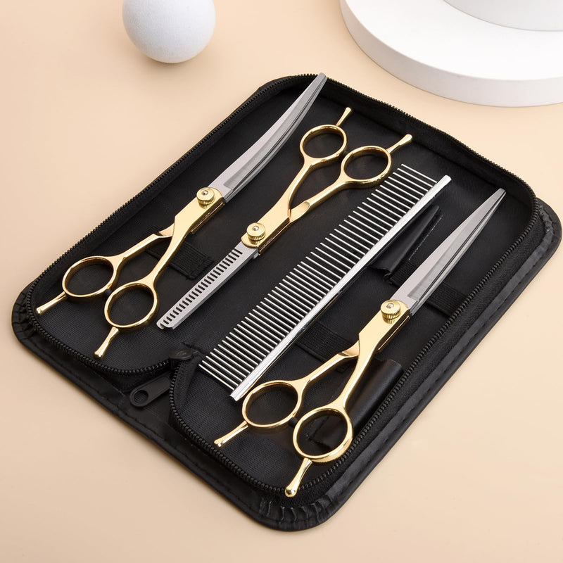 Grooming Kit for Dogs at Home, Fcysy Hair Scissors Thinning Shears Set for Dog Cat Pet Grooming, Curved Grooming Scissors Cat Trimming Scissors Tijeras para Cortar Pelo De Perros, Pet Grooming Tools - PawsPlanet Australia