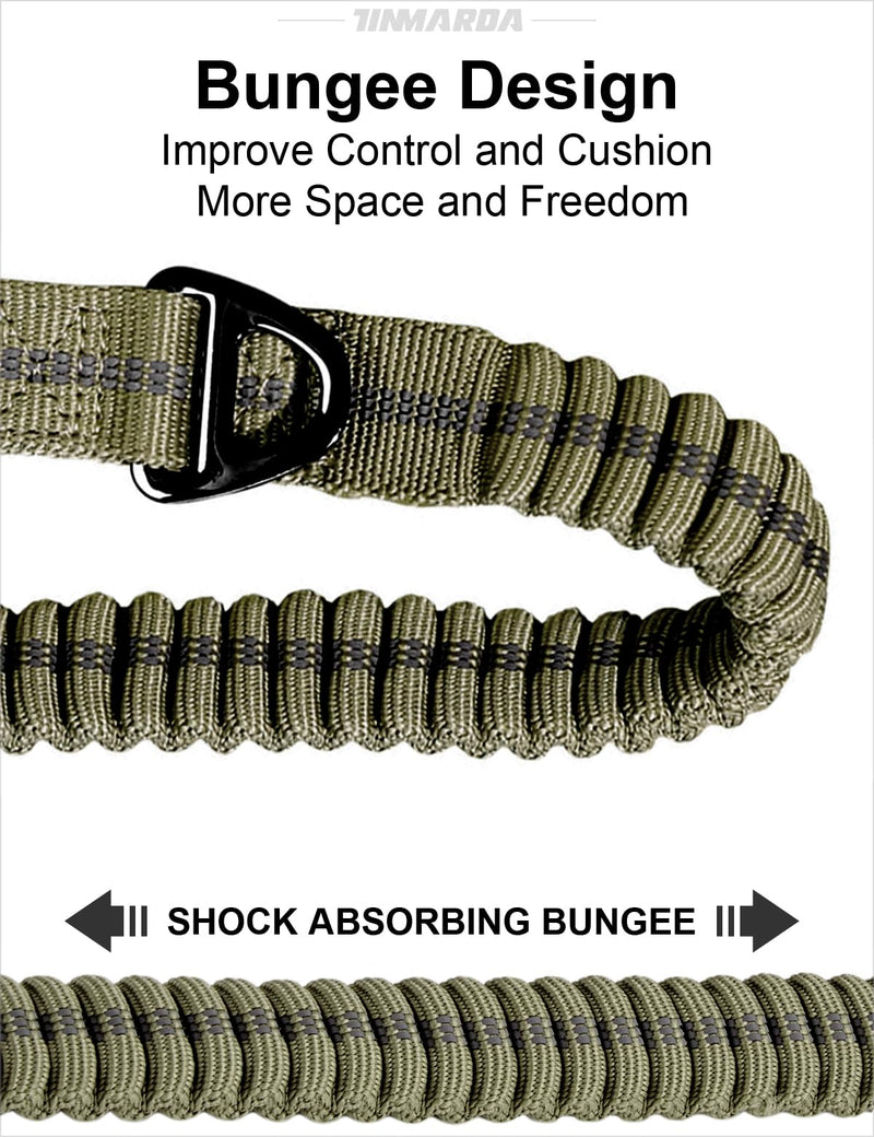 Heavy Duty Dog Leash with 2 Padded Handles & Advanced Easy Metal Clip, 4-6FT Shock Absorbing No Pull Dog Leashes for Medium Large Dogs That Pull (Army Green) Army Green - PawsPlanet Australia