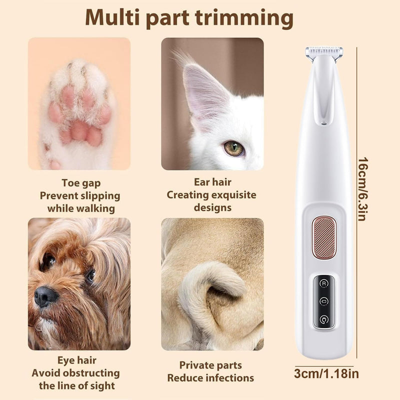 Dog Paw Trimmer - Ultra-Low Noise Grooming Kit with Replacement Blades for Paws, Eyes, Ears, Face & Rump - Suitable for Cats & Dogs (1 Set) 1 Set - PawsPlanet Australia