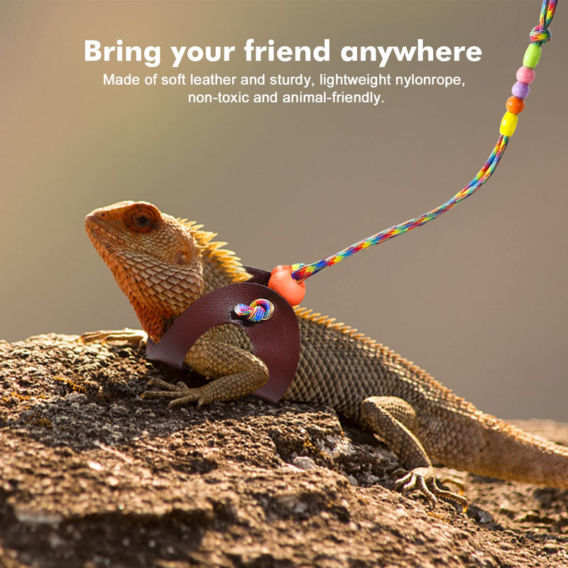 LIKZINWA Bearded Dragon Lizard Leash Harness,4 Size Pack Adjustable Small Animal Harness for Reptile and Small pet (Brown) Brown - PawsPlanet Australia