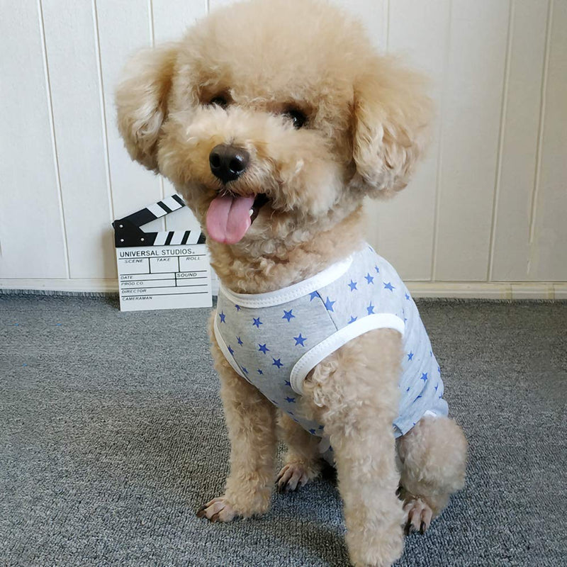 Dog’s Recovery Suit Post Surgery Shirt for Puppy, Wound Protective Clothes for Little Animals(grey stars-s) Small grey stars - PawsPlanet Australia