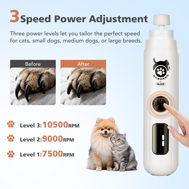 LINFOX 2-Pack Dog Nail Grinder, 3-Speed Low Vibration Quiet Electric Pet Nail Trimmer with Digital Display, Rechargeable USB-C Cat & Dog Nail File for Small Medium Large Pets - PawsPlanet Australia