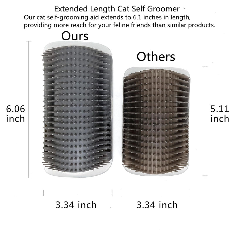 Extended (6.1") 2 Pack cat self groomer for Indoor cats cat face scratchers wall corner self grooming cat brush Cat Corner Scratcher Massage Combs for Long Short Fur Kitten (grey) grey - PawsPlanet Australia