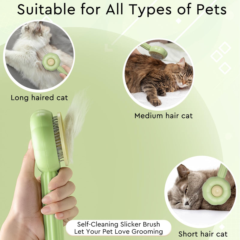 GJEASE Cat Grooming Glove Brush,Self-Cleaning Slicker Pet Brush for Short and Long Haired Pets,Dog Bath Brush for Shedding and Grooming,Removes Loose Hair and Tangles,Promote Circulation - PawsPlanet Australia