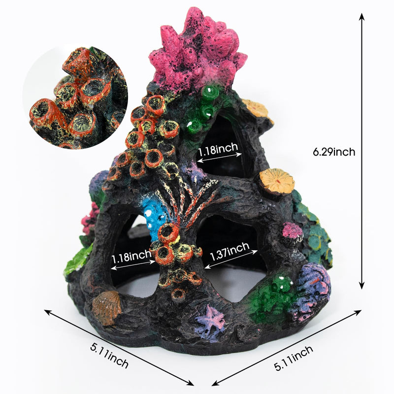 Aquarium Coral Rock Mountain Cave Set Fish Tank Decoration Coral Ornament Aquarium Plant Fish House for Betta Rest Hide - PawsPlanet Australia