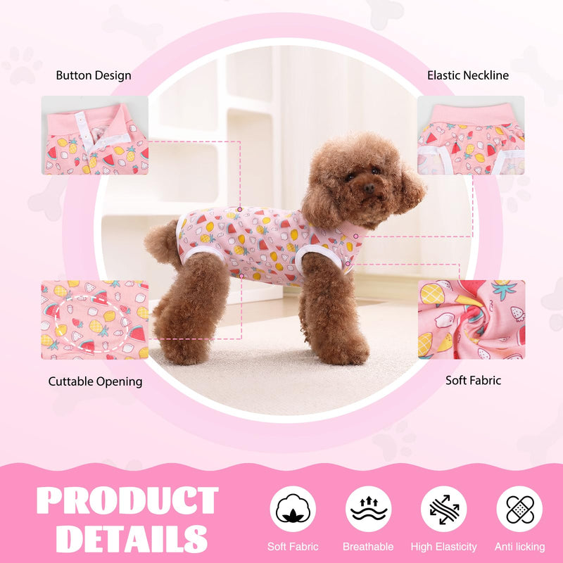 Dog Surgery Recovery Suit, Puppy Surgical Onesie for Female Spay Male Neuter, Soft Anti-Licking Bodysuit Pajamas Shirt After Surgery, E-Collar & Cone Alternatives for Small Medium Dogs Cats Watermelon S