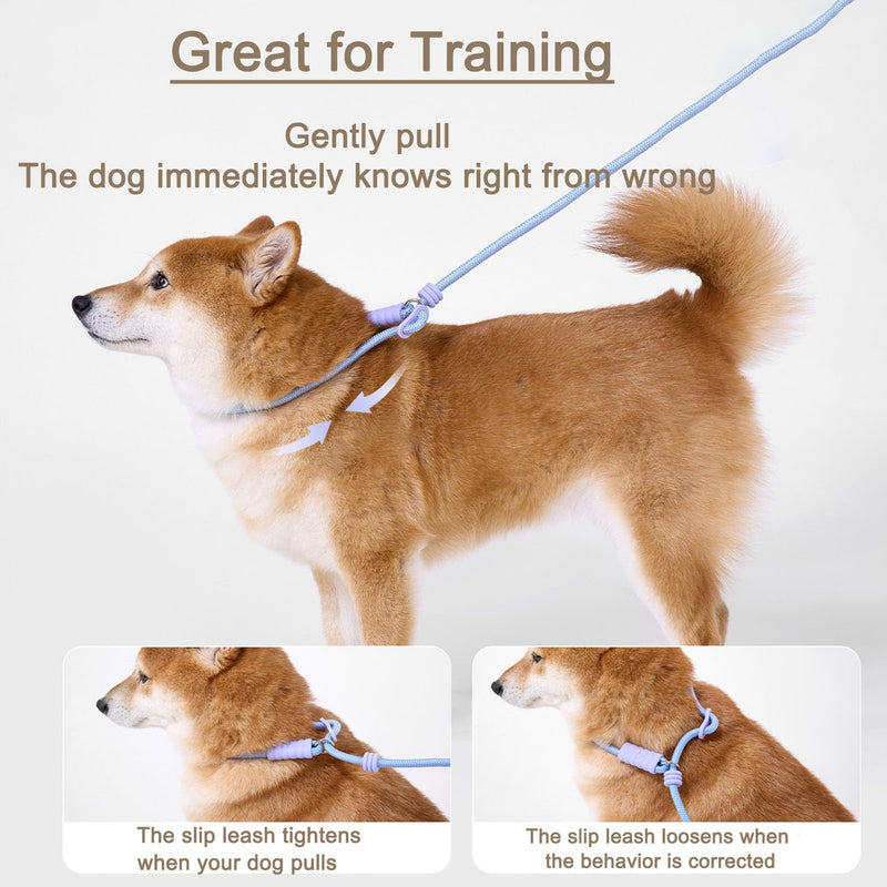 Slip Lead Dog Leash,Comfortable NBR Handle,Nylon Rope Lead for Control Safety Training,Preventing Dogs from Suddenly Rushing,Leashes for All Dogs (Double-Section Style：Blue-5ft*1/2inch) Double-section style：Blue-5ft*1/2inch - PawsPlanet Australia