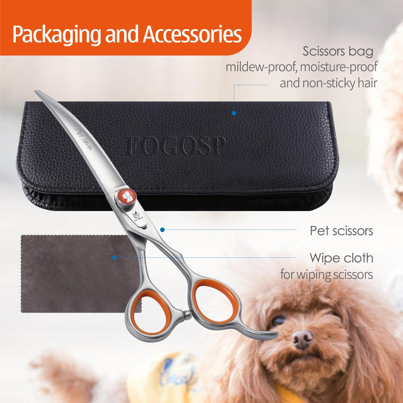 Professional Curved Grooming Scissors for Dogs 8 inch 30 Degree Long Downward Curved Grooming Shears for Poodles Large Dog Pet Japan 440C Super Sharp and Durable Curved Shears - PawsPlanet Australia