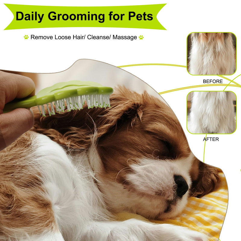 Cloud-Shaped Soft Bristle Puppy Brush for Small Dogs - Yorkie, Shih Tzu, Maltese, and Toy Poodles Grooming Tool with Detachable Lint Comb and Gift Box （Green） Green - PawsPlanet Australia