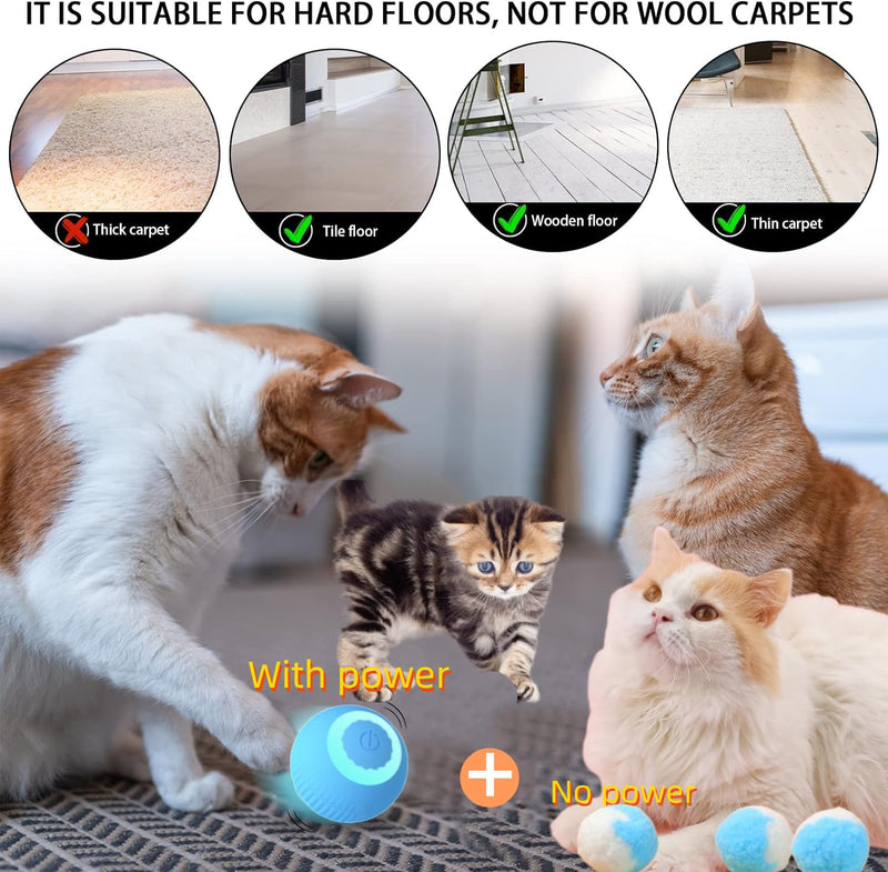 Interactive cat Toy Cute Puff Balls Fun Kitty Fuzzy Balls Small Cat Power Ball 2.0 cat Toys for Indoor Cats Interactive Soft Quiet Cat Toy Balls 4pcs (Blue) - PawsPlanet Australia