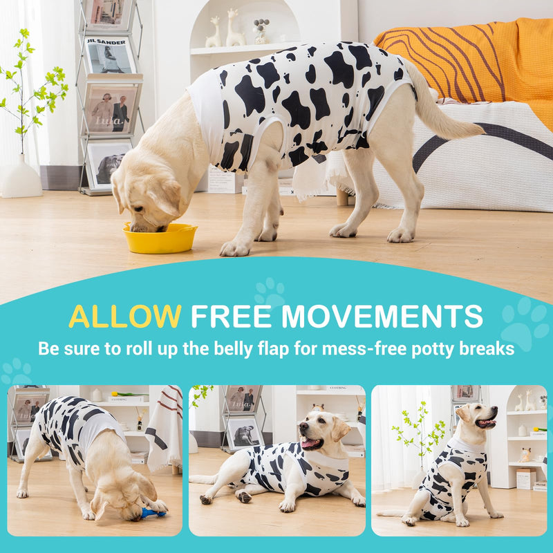 Avont Dog Recovery Suit, Surgery Shirt for Female Spay Male Neuter Skin Conditions, Surgical Onesie Bodysuit Prevent Licking Dog E Collar Cone Alternative -Cow (XL) XL Cow - PawsPlanet Australia