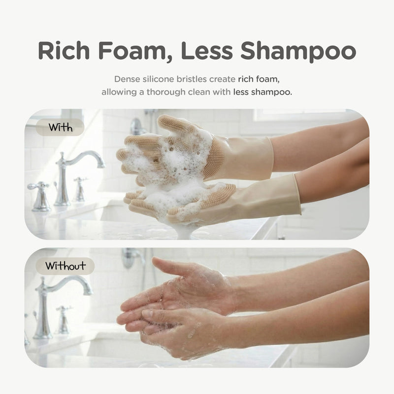 Pet Hair Remover Glove, Pet Grooming Silicone Gloves - Gentle Dog Shampoo Bath Glove, Bath Brush, Hair Removal Mitt, Shedding Brushes, Heat Resistant, Enhanced Five Finger Design - PawsPlanet Australia