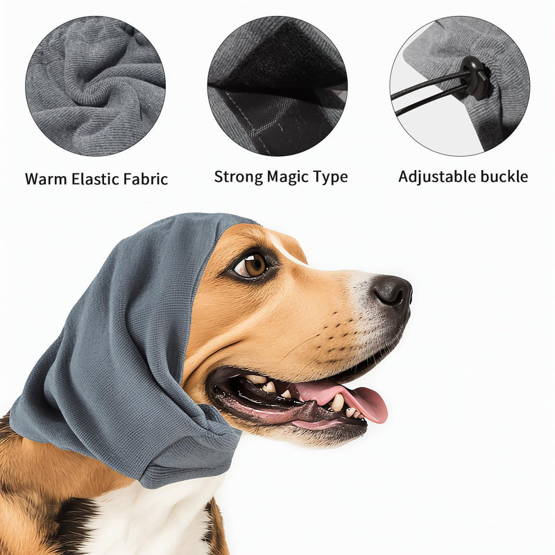 Dog Ear Muffs Dog Calm Headband Hoodie Ear wrap Noise Protection Dog Hematoma Ear Wrap Anxiety Relief Noise Removal Dog Winter Hat (Grey, Small) Grey - PawsPlanet Australia