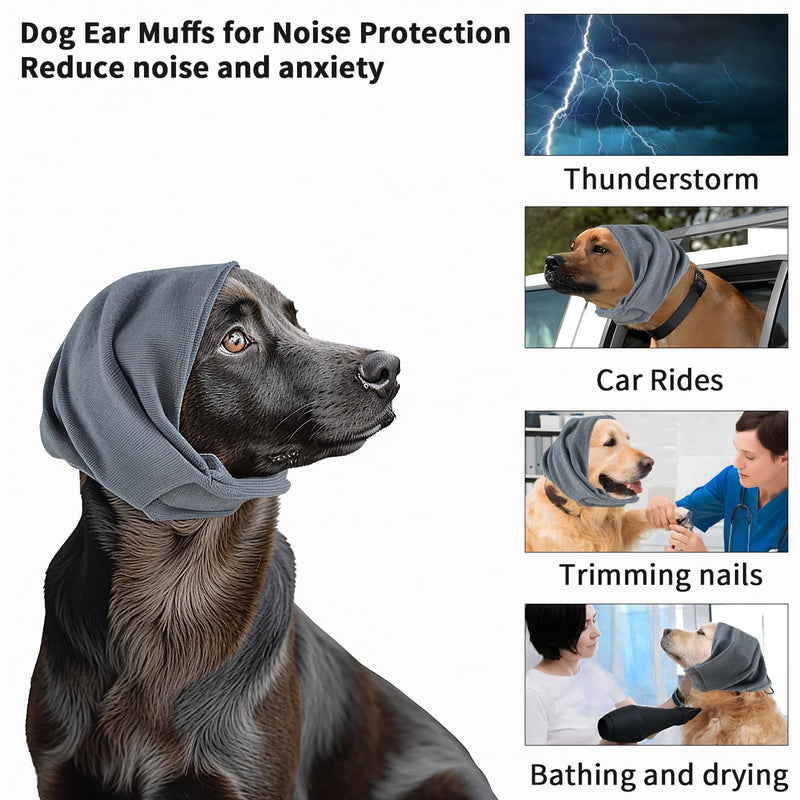 Dog Ear Muffs Dog Calm Headband Hoodie Ear wrap Noise Protection Dog Hematoma Ear Wrap Anxiety Relief Noise Removal Dog Winter Hat (Grey, Small) Grey - PawsPlanet Australia