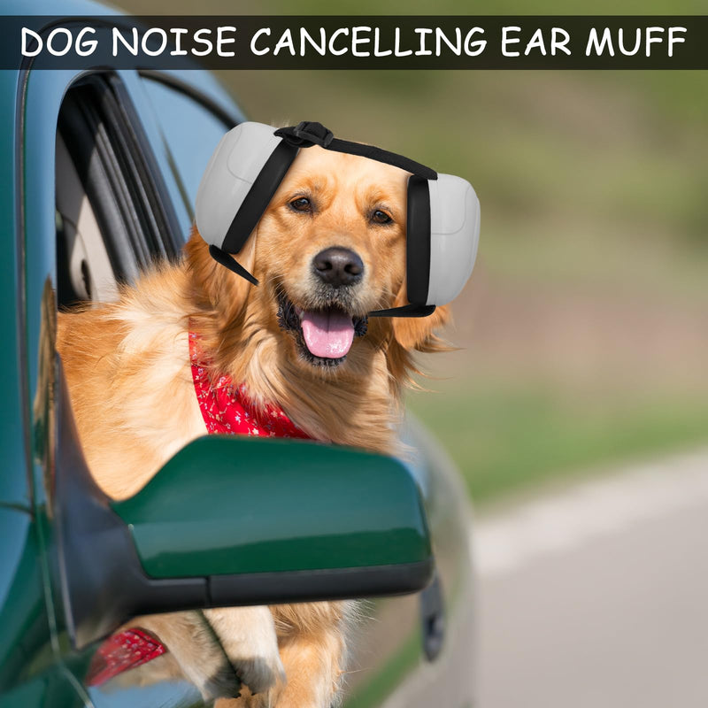Dog Ear Muffs Noise Protection,29dB NRR Dog Noise Cancelling Ear Muffs,Dog Ear Muffs for Hearing Protection with Fast Snap Lock (White,S) Small White - PawsPlanet Australia