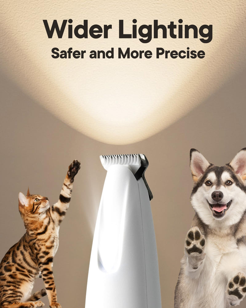 Upgraded Dog Paw Trimmer with LED Light, 18mm Widen Blade, 35dB Low Noise, LED Display, Fully Waterproof, Rechargeable Clipper for Dogs Cats Trimming Paws, Eyes, Ears, Face, and Rump - PawsPlanet Australia