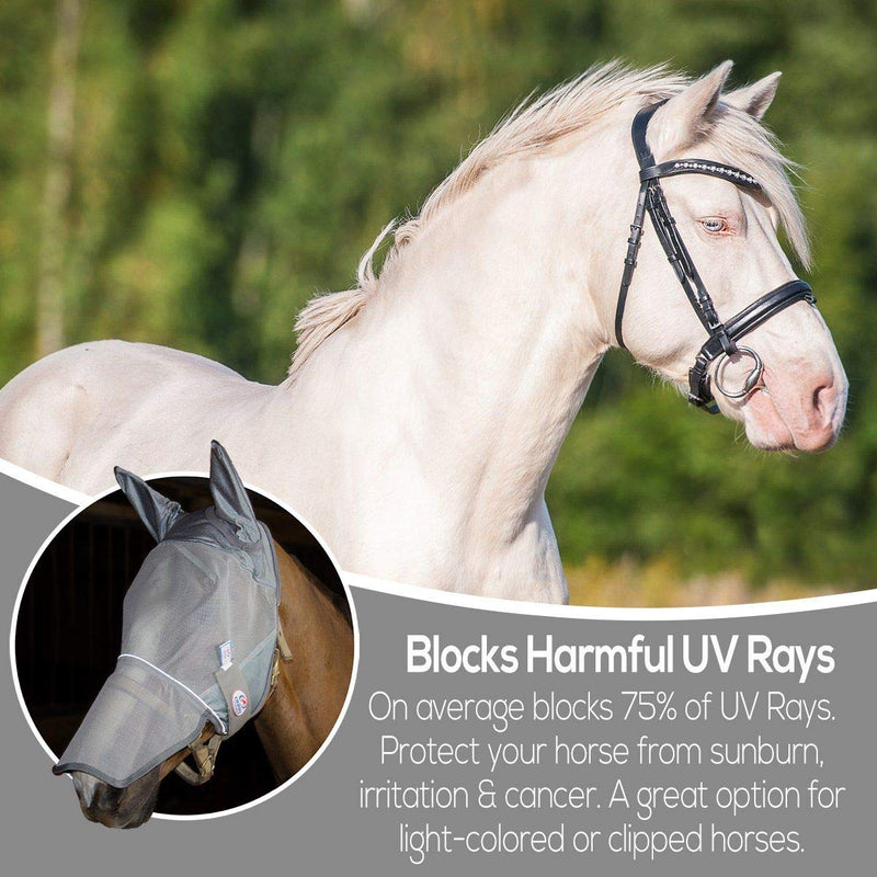 Derby Originals Reflective Mesh Fly Mask with 1 Year Warranty Includes Ears and Nose Cover,Summer Blue,Large (Full/Average),72-7109SB-L - PawsPlanet Australia