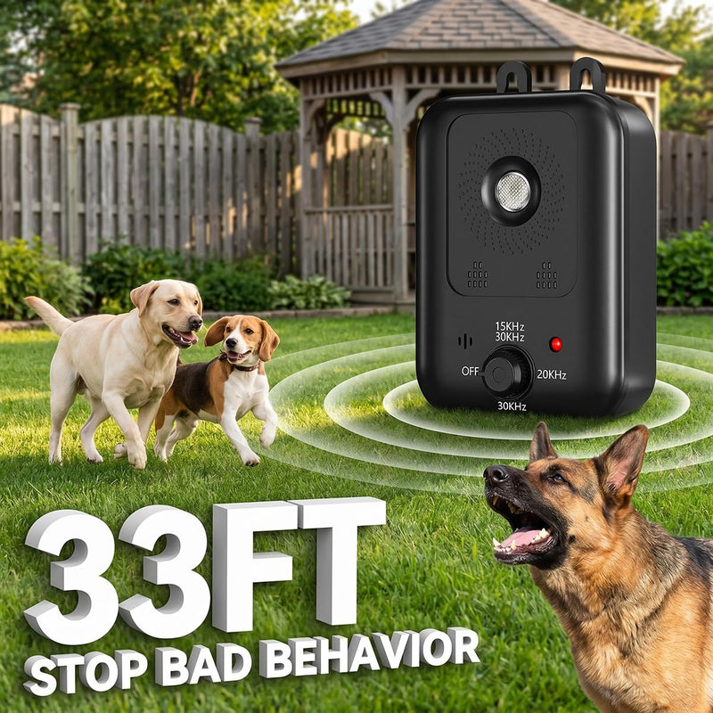 Anti Barking Device for Dogs Long Range 33ft, Ultrasonic Dog Bark Deterrent Devices with 3 Modes - Dog Barking Stopper, Bark Box, Barking Control Devices for Dog Training in Outdoor Indoor