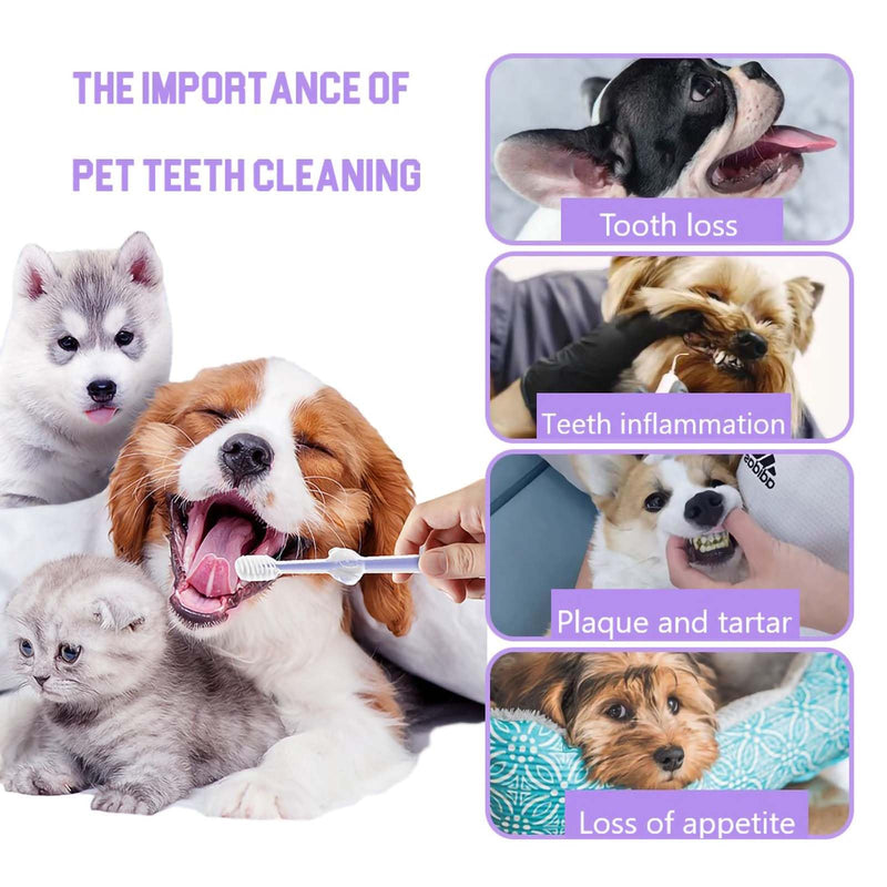 3 Pack Multi Angle Dog Toothbrush with Case for Small Dog & Cat, Soft Silicone Dog Tooth Brushing Kit for Puppies & XSmall Breed, Durable Dog Dental Care to Remove Plaque for Teeth Cleaning. (Purple) Purple - PawsPlanet Australia