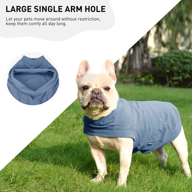 Soft Fleece Dog Sweatshirt - Warm Dog Sweaters for Small Medium Dogs Cats Cold Weather - Cat Sweater Pullover Stretchy Hoodie Easy On - Comfortable Dog Winter Clothes Pet Sweaters Vest for Doggie Grey-blue - PawsPlanet Australia