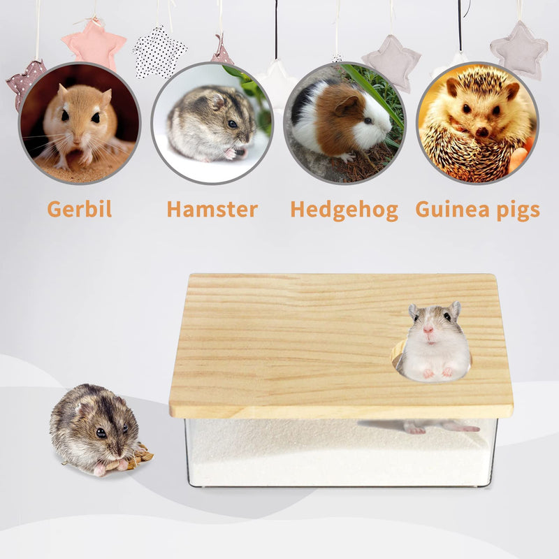 kathson Hamster Sand Bath Box Transparent Acrylic Small Animals Shower Bathtub Guinea Pigs Digging Sand Container Cage Accessories for Lemmings Gerbil Mice Hedgehog Chinchilla (Rectangle) Square