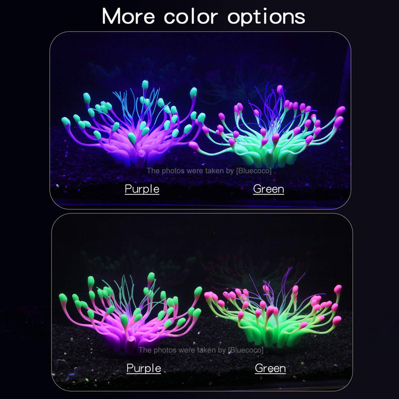 Soft Silica Gel Moves Naturally with Water Flow, Aquarium Decorations Glow in The Dark, Glowing Coral Ornaments for Fish Tank Decorations (Purple, Equinox) Purple - PawsPlanet Australia