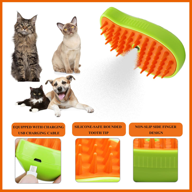 Cat Steam Brush, 3 in 1 Steamy Cat Brush for Shedding, Rechargeable Spritz Defur Comb for Cats Dogs, Pet Hair Comb for Removing Tangled and Loose Hair - PawsPlanet Australia