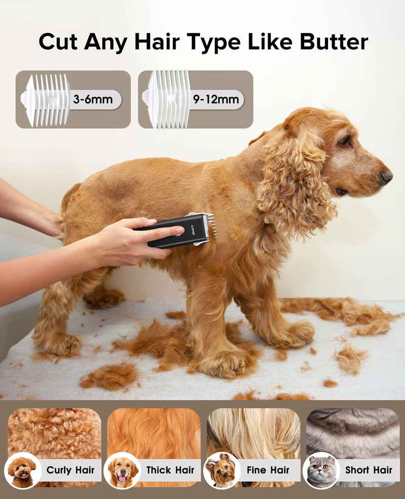 Upgrade Home Professional Dog Grooming Kit Clipper for Matted & Long Hair, Cordless Pet Shaver Low Noise USB Rechargeable for Cats, Small&Medium Dogs, Handy Pet Hair Grooming Trimmer, Black Rk005-black - PawsPlanet Australia