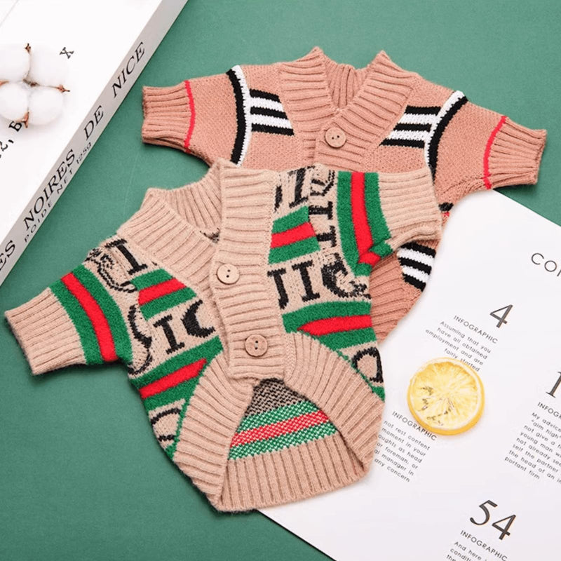 Cute Knitted Cat Sweaters Warm Striped Dog Apparel Thickened Winter Kitten Sweaters for Indoor Cats and Small Dogs (Stripe 1,M (3.3-5.5lbs)) Stripe 1 M (3.3-5.5lbs) - PawsPlanet Australia