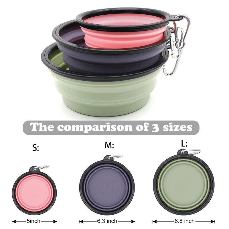 COLLAPSIBLE Dog Cat Bowls 2 Pack Travel Dog Bowls Portable Pet Water Bowl Dog Cat Food Feeder Walking Hiking Camping Bowl for Small Medium Large Dogs Light Blue & Dark Blue - PawsPlanet Australia