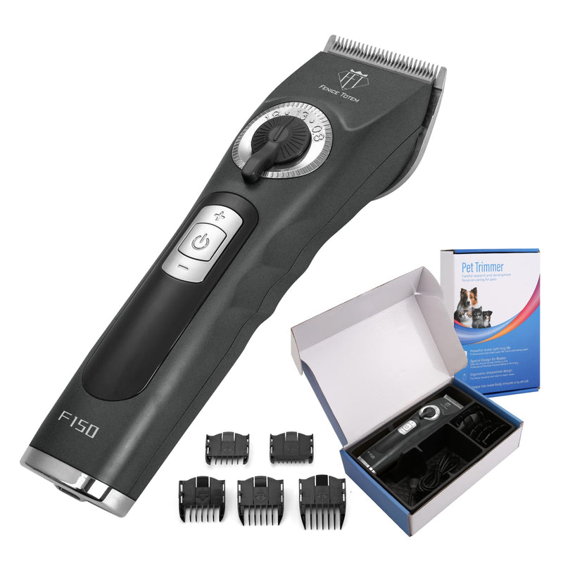 Professional Electric Dog Grooming Clippers, 4000mAh Battery, LCD Display, Type-C Charging, Silver (Gray)