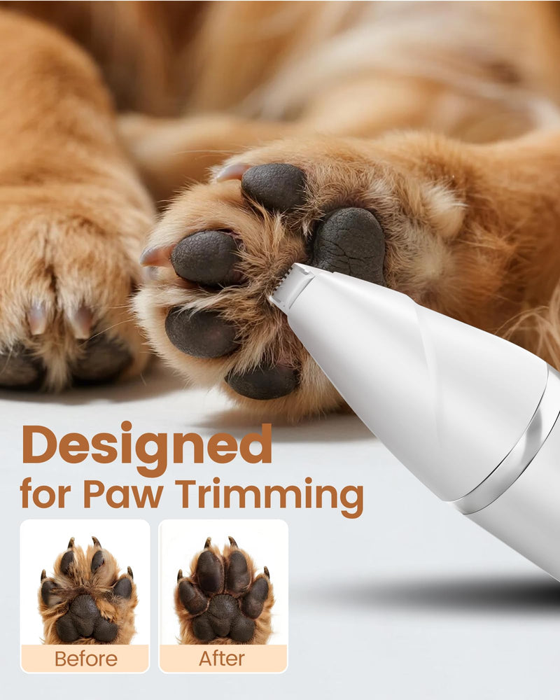 4 in 1 Professional Dog Grooming Kit, 2000mAh Heavy Duty Cordless Clippers, 2-Speed Low Noise Dog Trimmer with Nail Grinder for Thick Hair - for Dogs & Cats Body, Paws, Face, Ears, Legs White