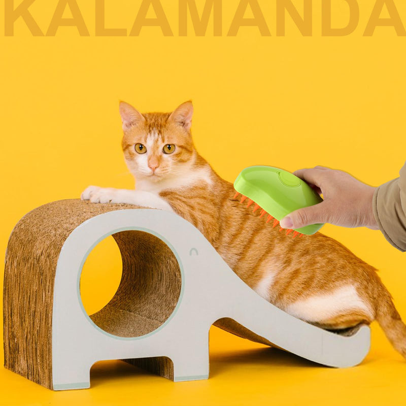 KALAMANDA Cat Steam Brush, 3 In 1 Cat Steamy Brush, Silicone Massage Grooming Brush, Pet Hair Cleaning Brush Comb for Cats Dogs(Yellow/Green) - PawsPlanet Australia
